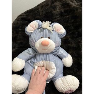 Fisher Price Puffalump Blue Gray Grey Mouse Plush Stuff Animal Toy 16in VINTAGE